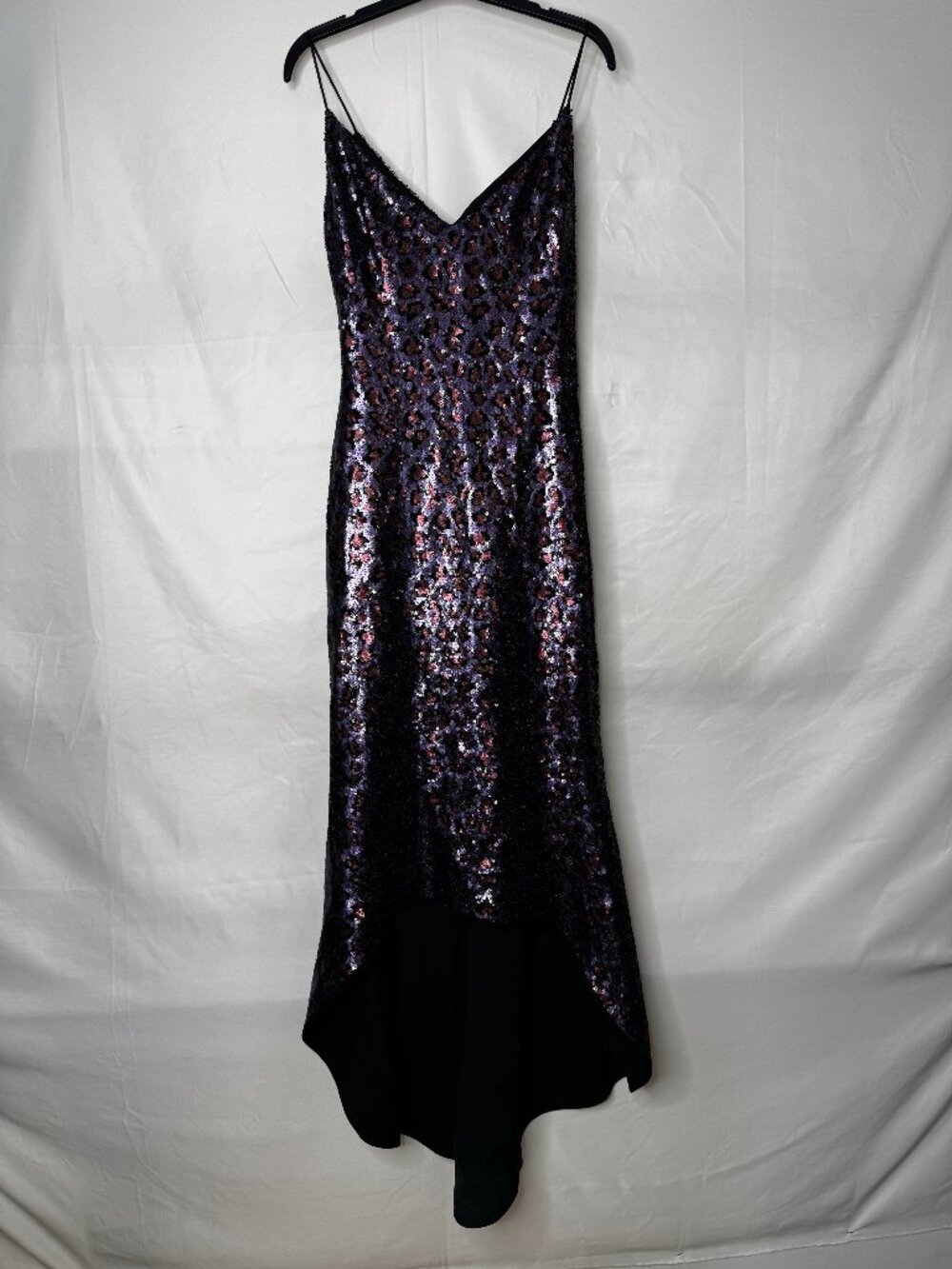 NWOT Black Halo EVE Bowery Funfetti Sequin Asymmetrical Gown Size 2